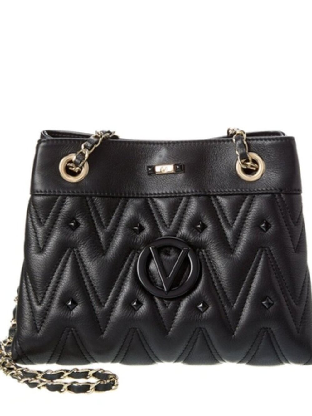 NWT ☑️ VALENTINO "RITA" STUDS QUILTED SHOULDER BAG BLACK - NWT, COA & DUST BAG